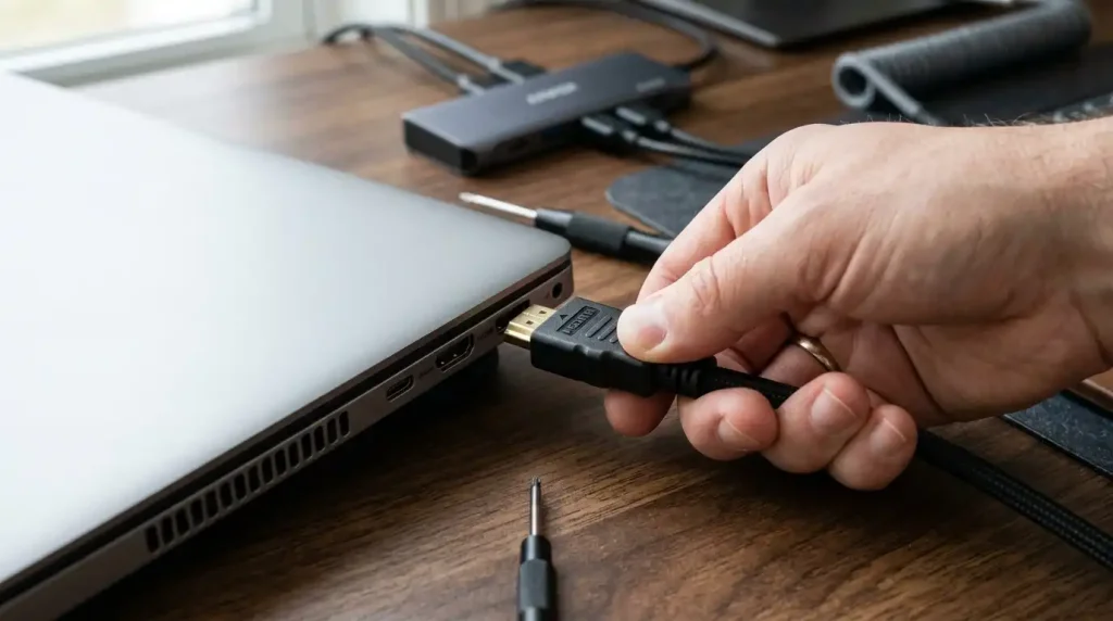 چگونه مشکل عدم شناسایی مانیتور دوم توسط لپتاپ را حل کنیم؟ 3 بررسی کابل ها و اتصالات